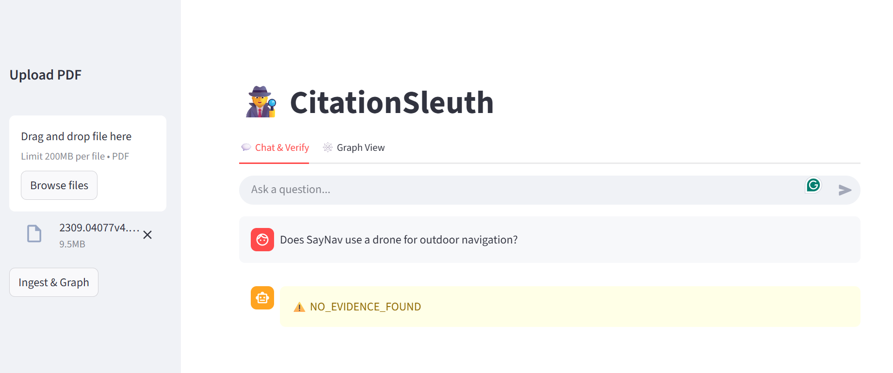 CitationSleuth interface screenshot