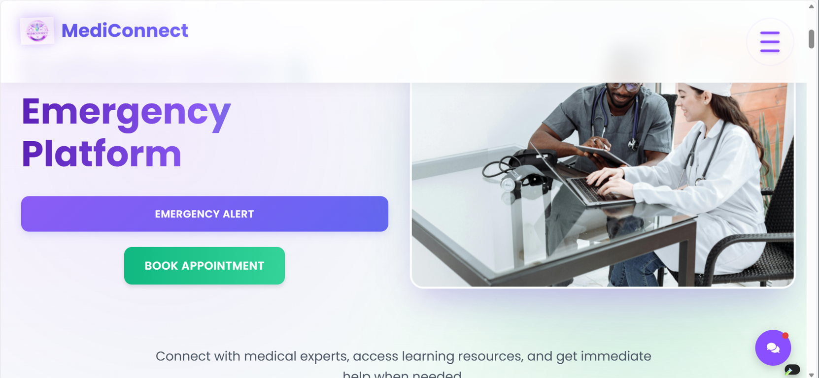 MediConnect platform UI